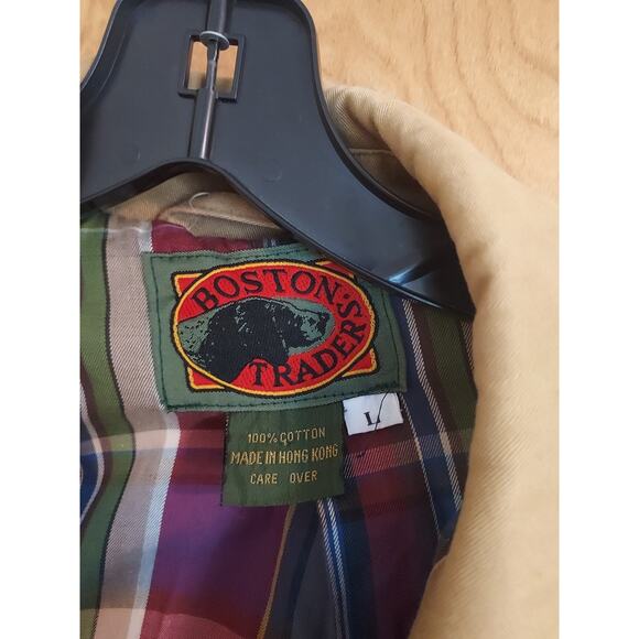 Boston Traders Size Large Men's Trench Coat Canvas Golden Full Length With Tie - Picture 2 of 9